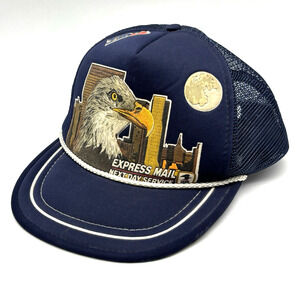 1980s US Mail Zip4 Express Mail Puffy Eagle Design Snapback Trucker Hat USA Made